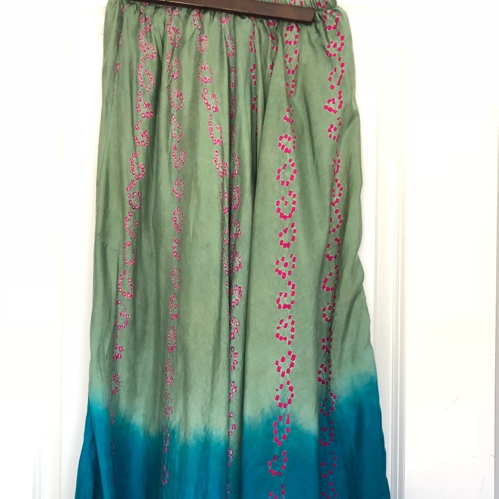 Beautiful Green Blue Calypso St. Barth Silk Maxi